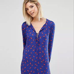 Sonia Rykiel Lips Motif Blue Shift Dress, M